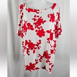 Talbots Floral Red and White Women's Top L